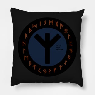 Blue Elhaz Futhark Rune Symbol Pillow