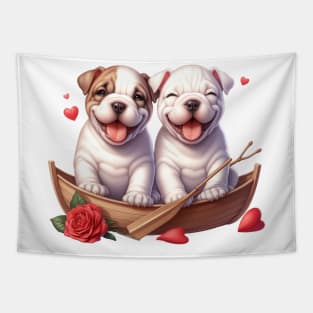 Valentine Bulldog Couple Tapestry