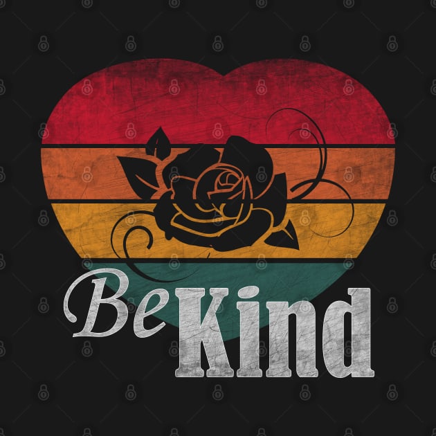 Be Kind T-shirt Heart Retro by PEHardy Design