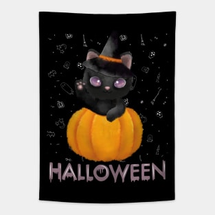 Cute baby witchy cat Trick or treat Funny cute mummy Halloween cute scary little ghost Tapestry