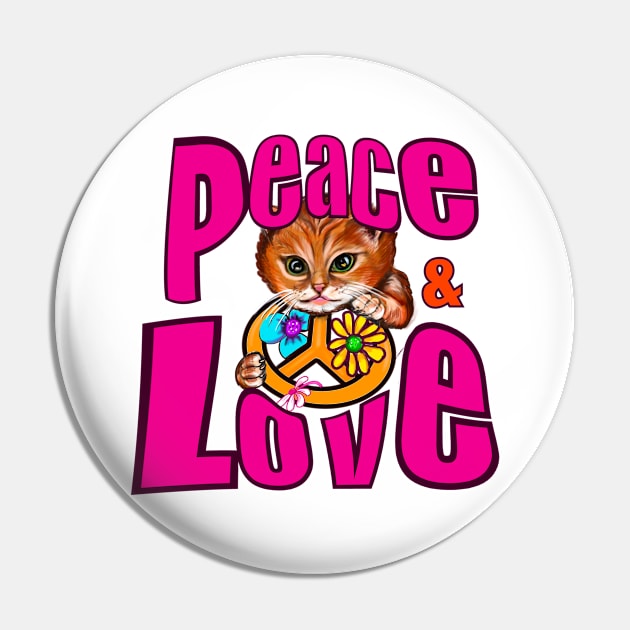 Peace and love peace sign flower child hippie cat Pin by Artonmytee