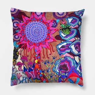 Red Flower Abstract Pillow