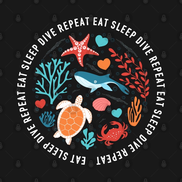 eat sleep scuba dive repeat by in leggings