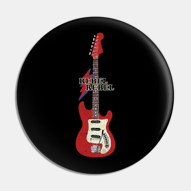 Rebel Rebel Electric Guitar Pin by Daniel Cash Guitar