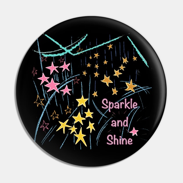 Stars Sparkle and Shine t-shirt Pin by Peaceful Pigments