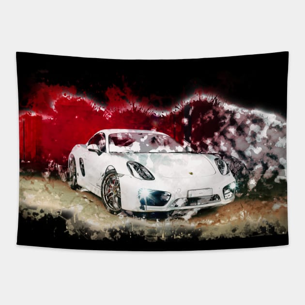 Cayman Porsche - Watercolour Tapestry by Rendagarth_Design_Company