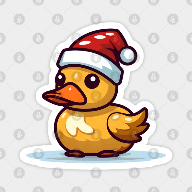 Christmas Duck in Santa hat Magnet by beangeerie