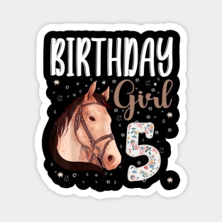 Horse Animal Lovers 5th Birthday Girl Magnet