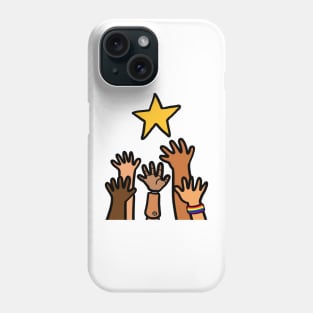 Hands reaching out star. Success motivation concept. Phone Case