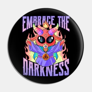 Cute chibi Satan Loves you. Embrace the Darkness 666% from Hell Pin