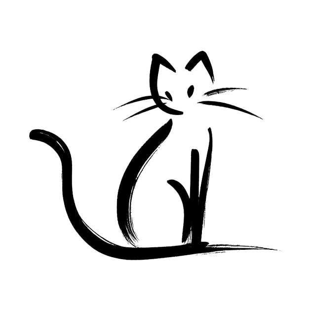 Stick figure cat in black ink by WelshDesigns