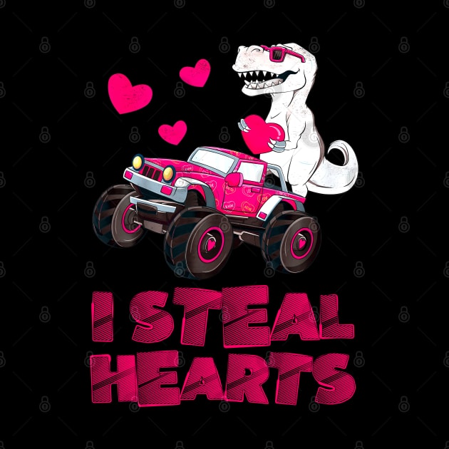 Kids I Steal Hearts Dinosaur Valentines Day For Baby Boys Toddler by ReneeShitd