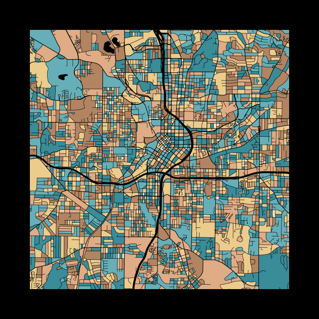 Atlanta Map Pattern in Mid Century Pastel by PatternMaps