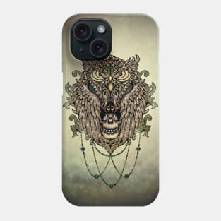 Elegant owl with skull Phone Case