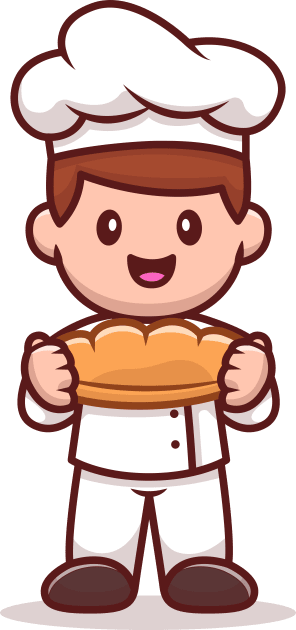 Male Chef Holding Bread Cartoon Kids T-Shirt by Catalyst Labs