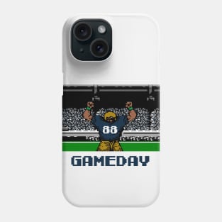 Blue and Gold Football Gameday Retro 8 Bit Linebacker Phone Case