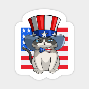 Exotic Shorthair Cat 4th Of July USA Flag Magnet