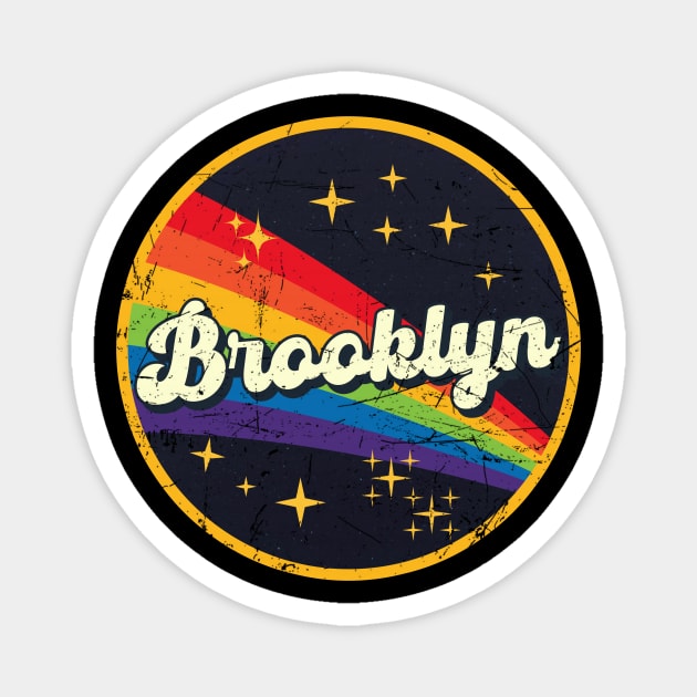 Brooklyn // Rainbow In Space Vintage Grunge-Style Magnet by LMW Art