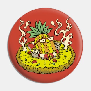 Cute Pineapple on Pizza Cartoon Pin