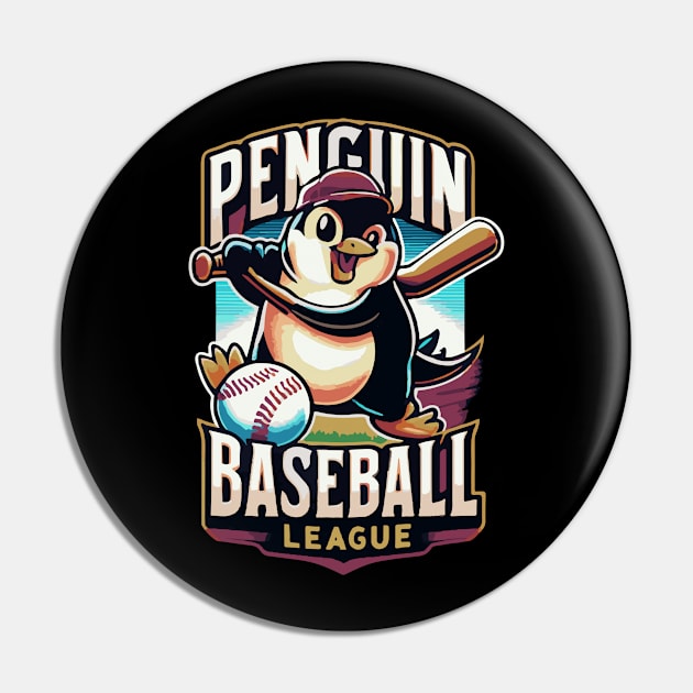 Penguin Baseball Tribute - Penguin Baseball League Pin by TributeDesigns