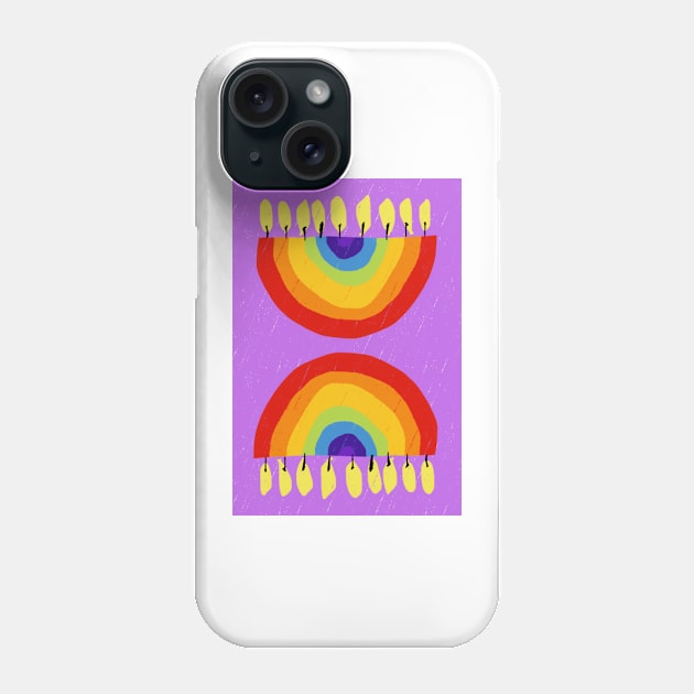 Rainbow Chanukiah Lilac Print Phone Case by TillaCrowne