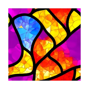 Vibrant Abstract Art - Stained Glass Design Pattern T-Shirt