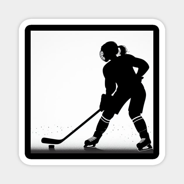 Hockey player with puck Magnet by Print Forge