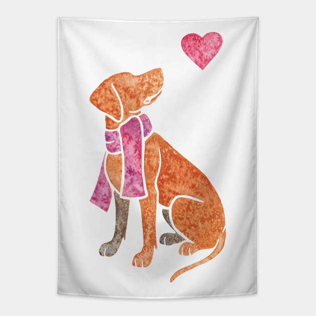 Watercolour Vizsla Tapestry by animalartbyjess