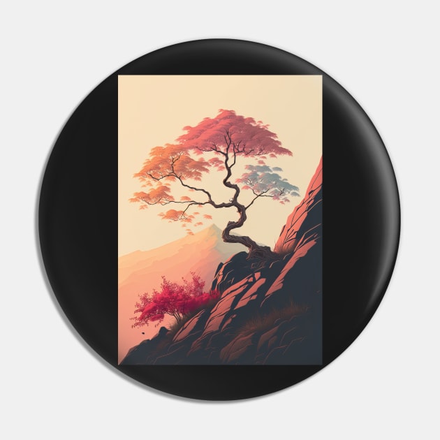 The Japanese Maple's Perch: A Pastel Oasis Pin by Focused Instability