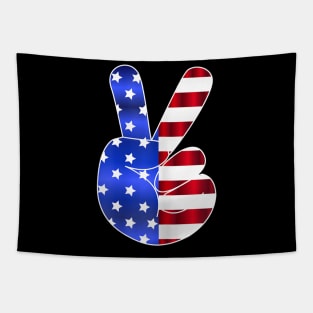 American Flag Peace Sign Hand-4th Of July-USA Funny Gifts Tapestry