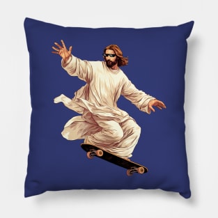 Jesus Skate Shred with Thug Life glasses Pillow