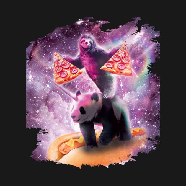 Space Pizza Sloth On Panda Unicorn On Hotdog by Random Galaxy