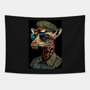 Psychedelic Giraffe with Sunglasses and Headphones Tapestry