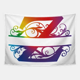 The Letter Z Colorful Floral Tie Dye Tapestry