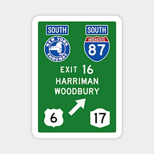 New York Thruway Southbound Exit 16: Harriman Woodbury Routes 6 and 17 Magnet