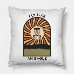 Fly Like an Eagle | Disc Golf Vintage Retro Arch Mountains Pillow