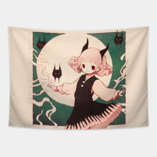 Paper Illustration of Devil Girl Tapestry