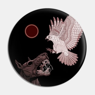 Black dog Vs White hawk (red version) Pin