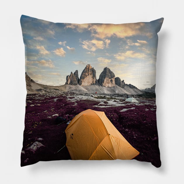 Mountain Camping Pillow by ArijitWorks