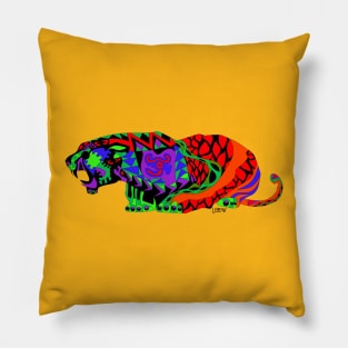 wild tiger ecopop in mexican totonac patterns art Pillow