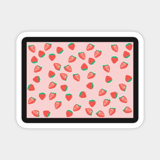 Ditzy Strawberries on Pink Magnet