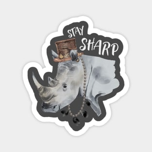 Stay Sharp Rhino Wearing Top Hat Magnet