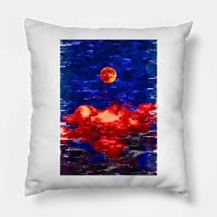 Super Bright Red Moon Cloudy Night. For Moon Lovers. Pillow