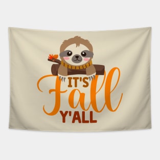 Its Fall Yall with a Cute Sloth Tapestry