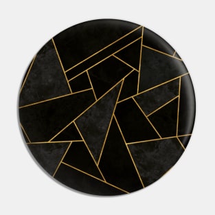 Cracked Night - Black and Gold Mosaic Pattern Pin