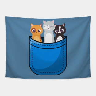 Triple Trouble Kitty Pocket - Kittens Funny Cat Lover Tapestry