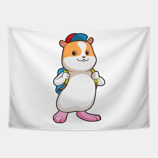 Hamster as Student with Backpack & Cap Tapestry