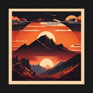 retro vintage moutain sunset T-Shirt