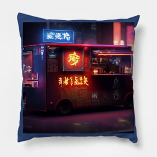 Cyberpunk Tokyo Ramen Food Truck Pillow