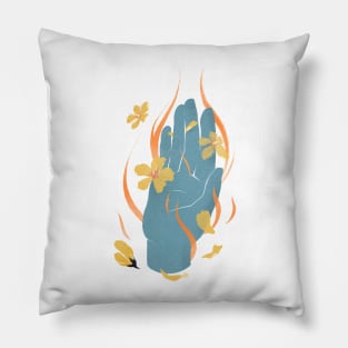 Healing Hand Illustration for Yoga and Reiki Lovers Pillow